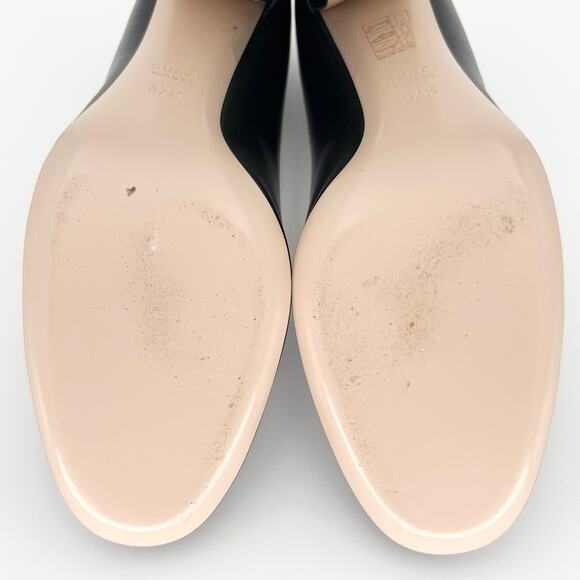 GUCCI Willow Loafer Pumps EU 37.5 US 7.5 Black GG Logo Pearl Scalloped Leather - Picture 14 of 15